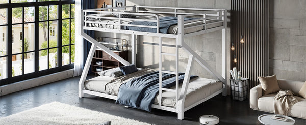 English Elm Queen Over Bunk Bed Heavy Duty Steel Frame Low Profile Sleeping for Shared Rooms W5305S00305