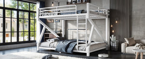 English Elm Queen Over Bunk Bed Heavy Duty Steel Frame Low Profile Sleeping for Shared Rooms W5305S00305