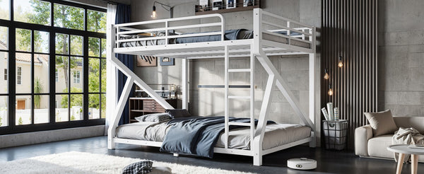 English Elm Queen Over Bunk Bed Heavy Duty Steel Frame Low Profile Sleeping for Shared Rooms W5305S00305
