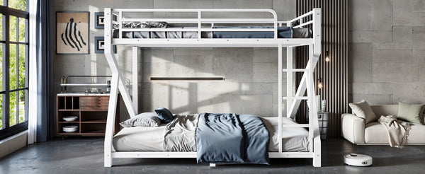 English Elm Queen Over Bunk Bed Heavy Duty Steel Frame Low Profile Sleeping for Shared Rooms W5305S00305