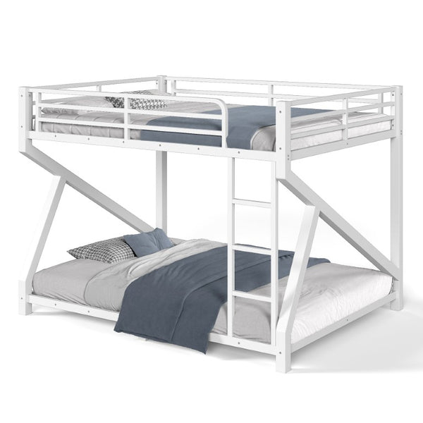 English Elm Queen Over Bunk Bed Heavy Duty Steel Frame Low Profile Sleeping for Shared Rooms W5305S00305