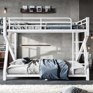 English Elm Queen Over Bunk Bed Heavy Duty Steel Frame Low Profile Sleeping for Shared Rooms W5305S00305