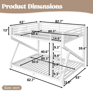 English Elm Queen Over Bunk Bed Heavy Duty Steel Frame Low Profile Sleeping for Shared Rooms W5305S00305