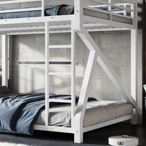 English Elm Queen Over Bunk Bed Heavy Duty Steel Frame Low Profile Sleeping for Shared Rooms W5305S00305