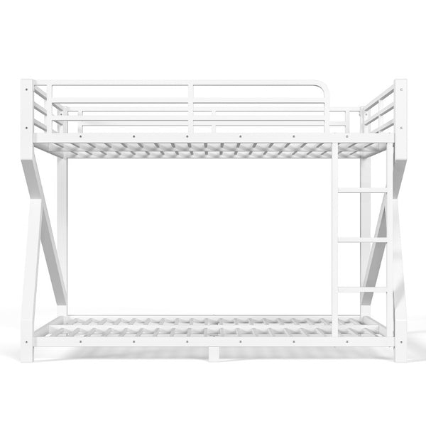 English Elm Queen Over Bunk Bed Heavy Duty Steel Frame Low Profile Sleeping for Shared Rooms W5305S00305