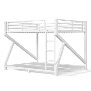 English Elm Queen Over Bunk Bed Heavy Duty Steel Frame Low Profile Sleeping for Shared Rooms W5305S00305
