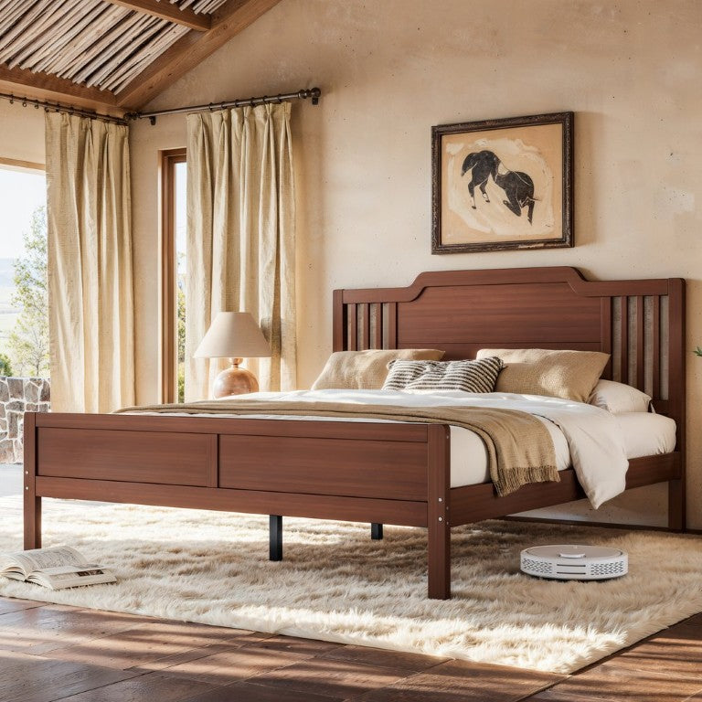 English Elm Queen Solid Bamboo Platform Bed with Tall Headboard for Modern Bedroom No Box Spring Needed W5316P484002