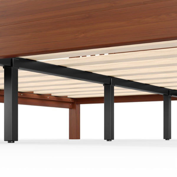 English Elm Queen Solid Bamboo Platform Bed with Tall Headboard for Modern Bedroom No Box Spring Needed W5316P484002