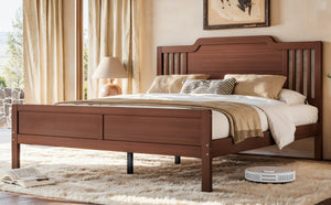 English Elm Queen Solid Bamboo Platform Bed with Tall Headboard for Modern Bedroom No Box Spring Needed W5316P484002