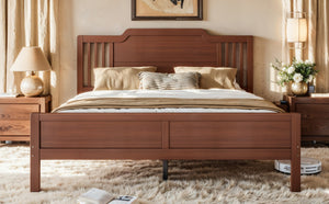 English Elm Queen Solid Bamboo Platform Bed with Tall Headboard for Modern Bedroom No Box Spring Needed W5316P484002