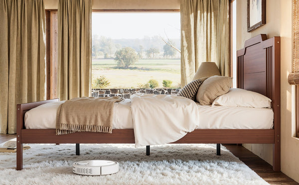English Elm Queen Solid Bamboo Platform Bed with Tall Headboard for Modern Bedroom No Box Spring Needed W5316P484002