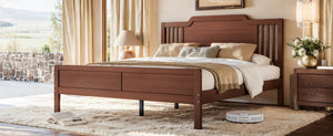 English Elm Queen Solid Bamboo Platform Bed with Tall Headboard for Modern Bedroom No Box Spring Needed W5316P484002