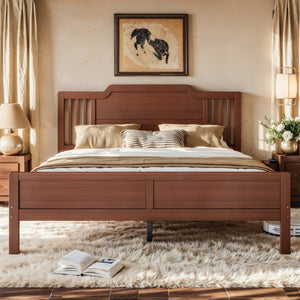 English Elm Queen Solid Bamboo Platform Bed with Tall Headboard for Modern Bedroom No Box Spring Needed W5316P484002