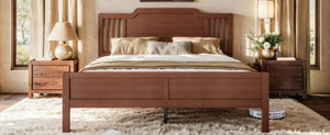 English Elm Queen Solid Bamboo Platform Bed with Tall Headboard for Modern Bedroom No Box Spring Needed W5316P484002