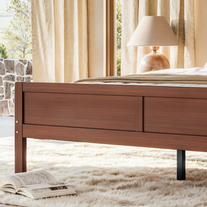 English Elm Queen Solid Bamboo Platform Bed with Tall Headboard for Modern Bedroom No Box Spring Needed W5316P484002
