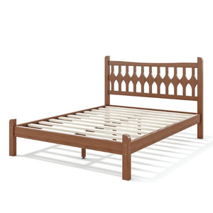 English Elm Full Size Solid Bamboo Platform Bed with Geometric Diamond Headboard for Modern Bedrooms W5316P484021