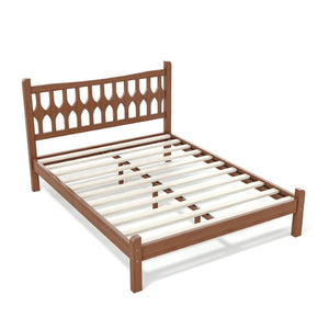 English Elm Full Size Solid Bamboo Platform Bed with Geometric Diamond Headboard for Modern Bedrooms W5316P484021
