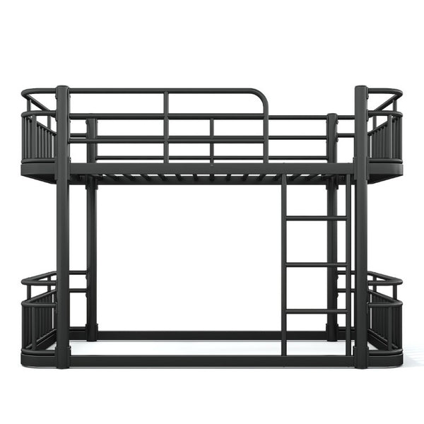 English Elm Twin Over Bunk Bed Steel Round Pipe Frame with Guardrails for Kids or Guests W5316P499395
