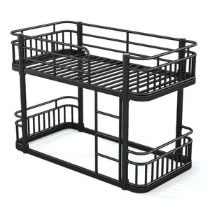 English Elm Twin Over Bunk Bed Steel Round Pipe Frame with Guardrails for Kids or Guests W5316P499395