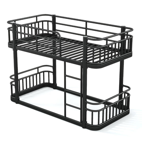 English Elm Twin Over Bunk Bed Steel Round Pipe Frame with Guardrails for Kids or Guests W5316P499395
