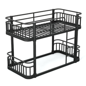 English Elm Twin Over Bunk Bed Steel Round Pipe Frame with Guardrails for Kids or Guests W5316P499395