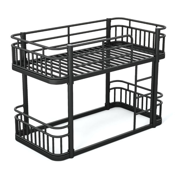 English Elm Twin Over Bunk Bed Steel Round Pipe Frame with Guardrails for Kids or Guests W5316P499395