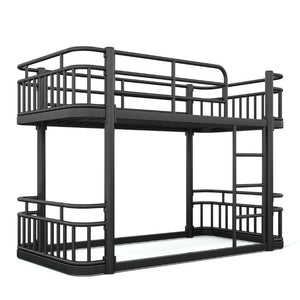 English Elm Twin Over Bunk Bed Steel Round Pipe Frame with Guardrails for Kids or Guests W5316P499395