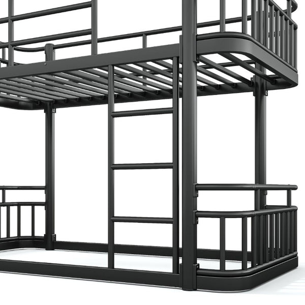 English Elm Twin Over Bunk Bed Steel Round Pipe Frame with Guardrails for Kids or Guests W5316P499395