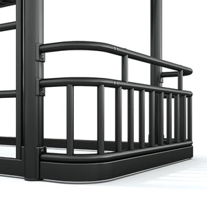 English Elm Twin Over Bunk Bed Steel Round Pipe Frame with Guardrails for Kids or Guests W5316P499395