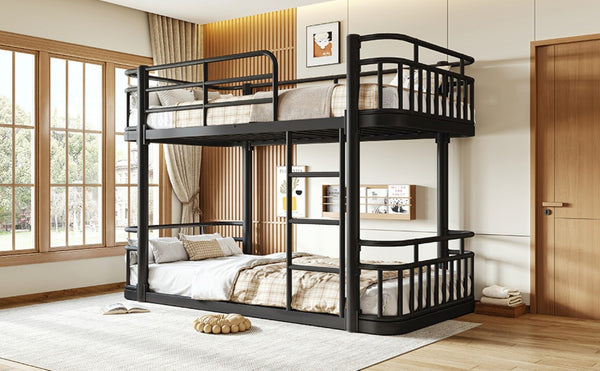 English Elm Twin Over Bunk Bed Steel Round Pipe Frame with Guardrails for Kids or Guests W5316P499395