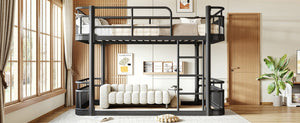 English Elm Twin Over Bunk Bed Steel Round Pipe Frame with Guardrails for Kids or Guests W5316P499395