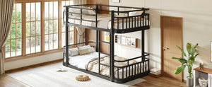English Elm Twin Over Bunk Bed Steel Round Pipe Frame with Guardrails for Kids or Guests W5316P499395