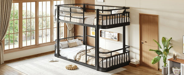 English Elm Twin Over Bunk Bed Steel Round Pipe Frame with Guardrails for Kids or Guests W5316P499395