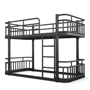 English Elm Twin Over Bunk Bed Steel Round Pipe Frame with Guardrails for Kids or Guests W5316P499395