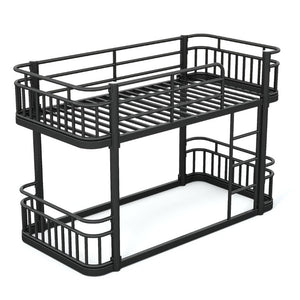English Elm Twin XL Over XL Metal Bunk Bed with Guardrails for Teens and Adults Black W5316P499398