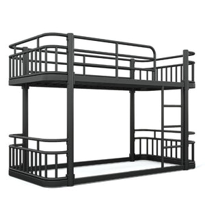 English Elm Twin XL Over XL Metal Bunk Bed with Guardrails for Teens and Adults Black W5316P499398