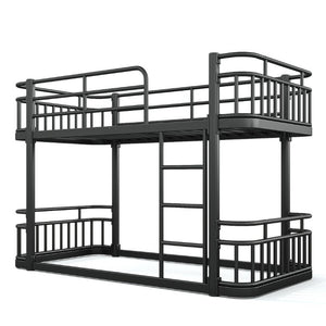 English Elm Twin XL Over XL Metal Bunk Bed with Guardrails for Teens and Adults Black W5316P499398