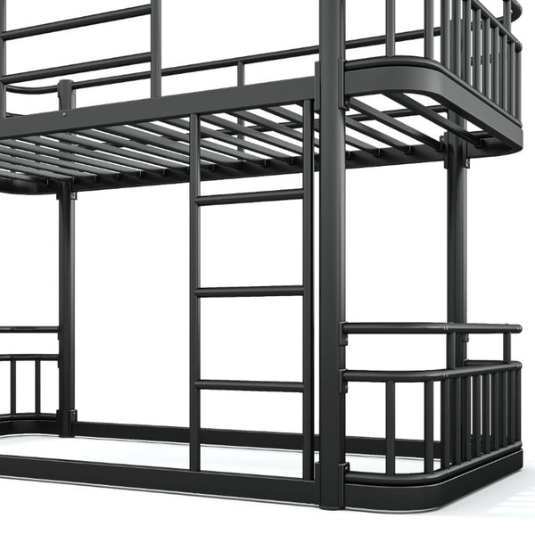 English Elm Twin XL Over XL Metal Bunk Bed with Guardrails for Teens and Adults Black W5316P499398
