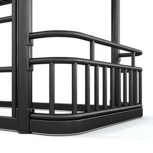 English Elm Twin XL Over XL Metal Bunk Bed with Guardrails for Teens and Adults Black W5316P499398