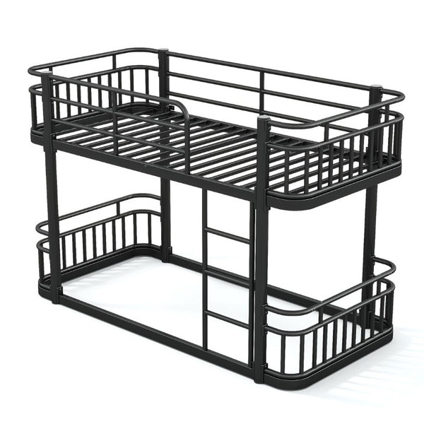 English Elm Twin XL Over XL Metal Bunk Bed with Guardrails for Teens and Adults Black W5316P499398