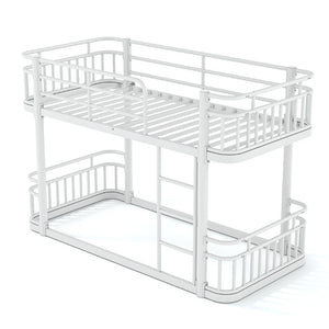 English Elm Twin XL Over XL Metal Bunk Bed with Guardrails for Teens and Adults White W5316P499399