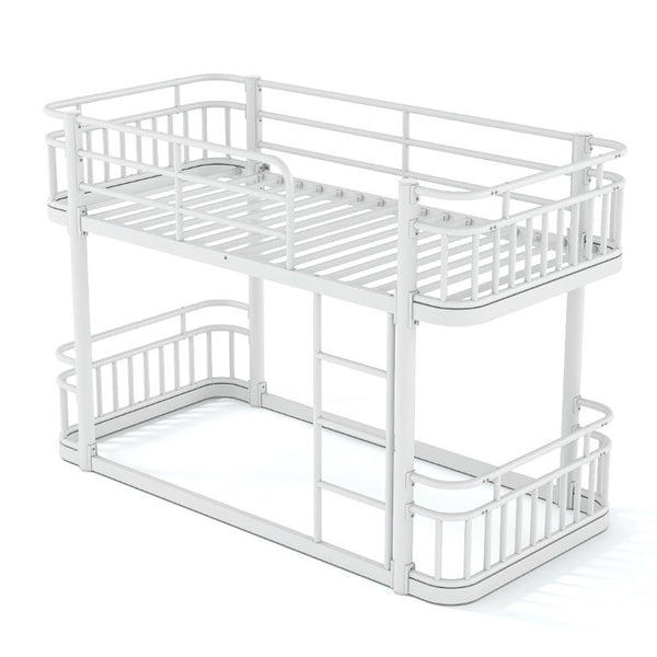 English Elm Twin XL Over XL Metal Bunk Bed with Guardrails for Teens and Adults White W5316P499399