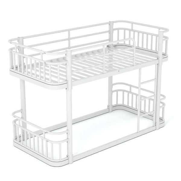English Elm Twin XL Over XL Metal Bunk Bed with Guardrails for Teens and Adults White W5316P499399