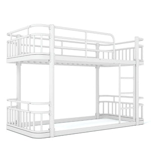 English Elm Twin XL Over XL Metal Bunk Bed with Guardrails for Teens and Adults White W5316P499399