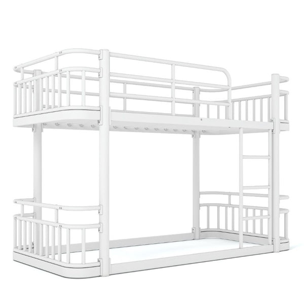 English Elm Twin XL Over XL Metal Bunk Bed with Guardrails for Teens and Adults White W5316P499399