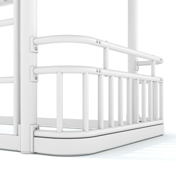English Elm Twin XL Over XL Metal Bunk Bed with Guardrails for Teens and Adults White W5316P499399