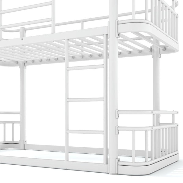 English Elm Twin XL Over XL Metal Bunk Bed with Guardrails for Teens and Adults White W5316P499399