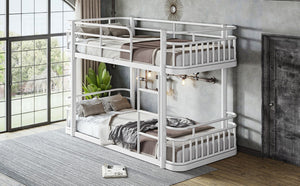 English Elm Twin XL Over XL Metal Bunk Bed with Guardrails for Teens and Adults White W5316P499399
