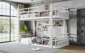 English Elm Twin XL Over XL Metal Bunk Bed with Guardrails for Teens and Adults White W5316P499399