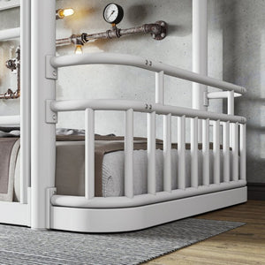 English Elm Twin XL Over XL Metal Bunk Bed with Guardrails for Teens and Adults White W5316P499399